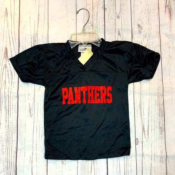 Childs Unisex 2T-Small Black & Red Panthers Logo Football Mesh Sports Jersey NWT - Picture 1 of 2